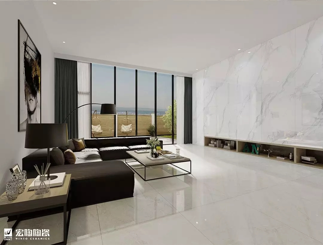 太阳城官网TPG1890179卡拉卡塔白900×1800mm瓷砖地砖装修效果图