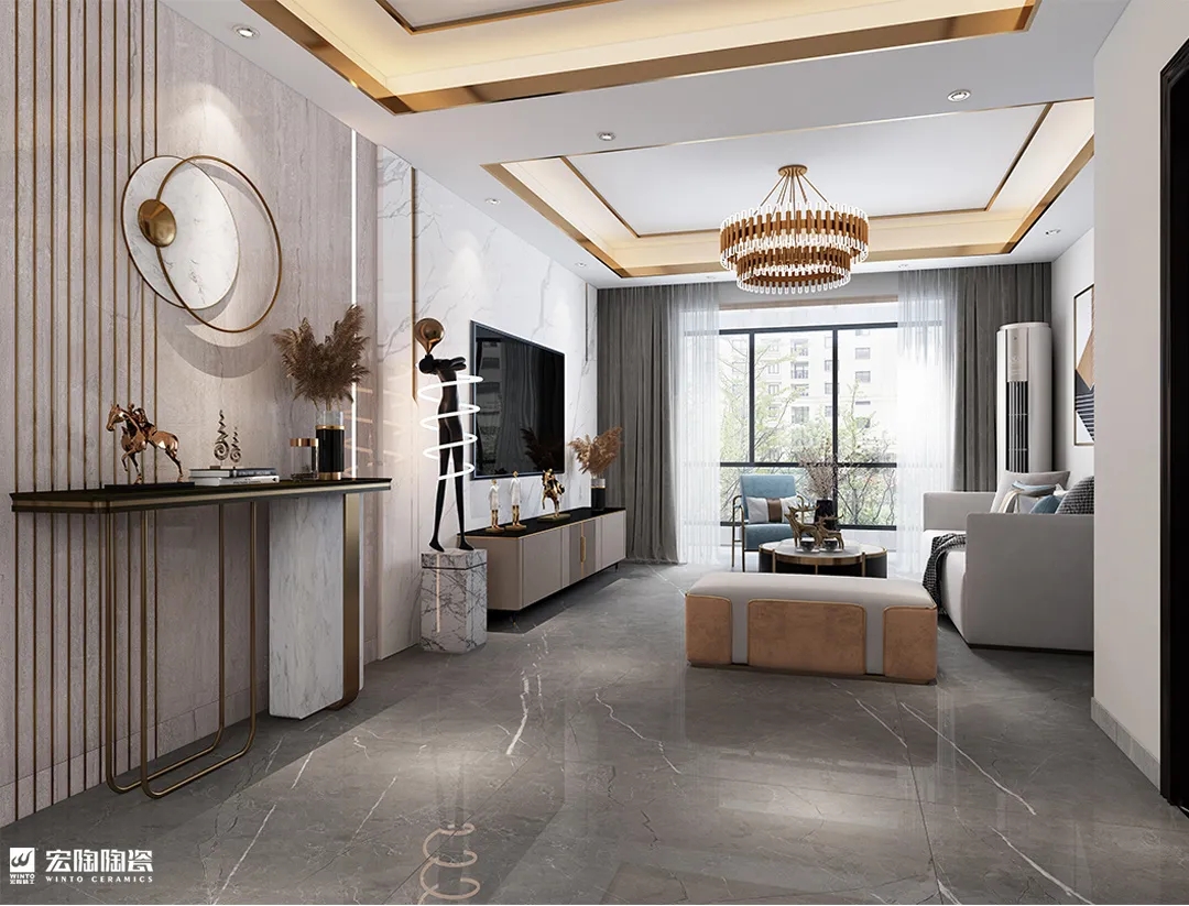 太阳城官网浪琴灰+保加利亚灰9-TPG2412F018瓷砖地砖1200×2400×9mm效果图