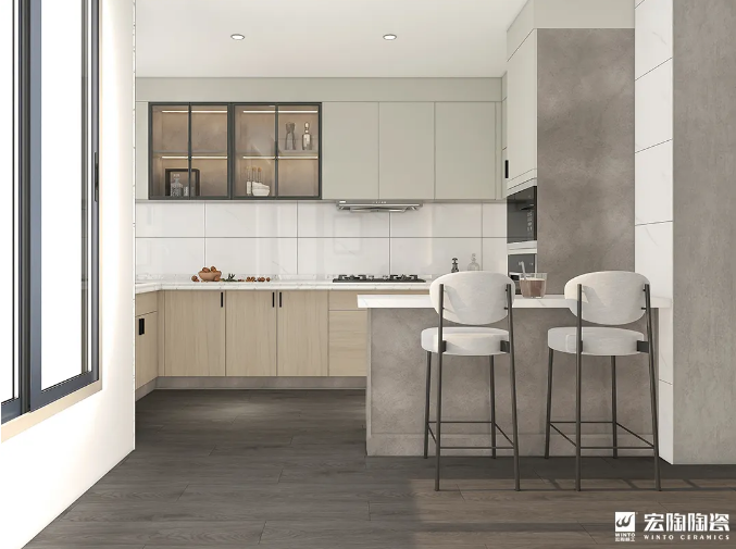 太阳城官网TCB1220011+TPGR84001 斐拉云杉+慕仕塔地砖白效果图