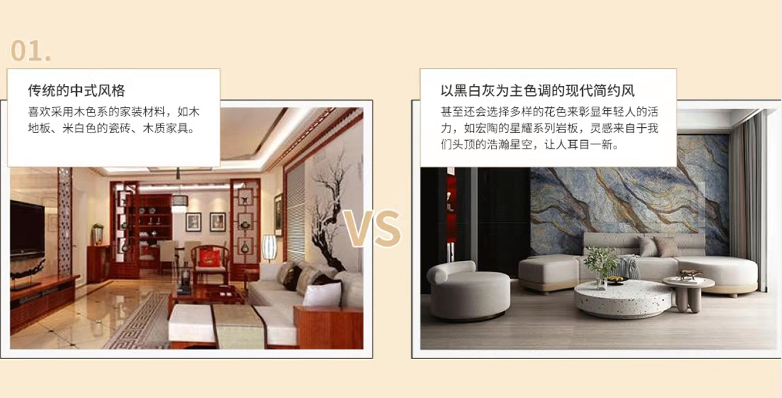 太阳城官网古板中式和现代简约气概比照图