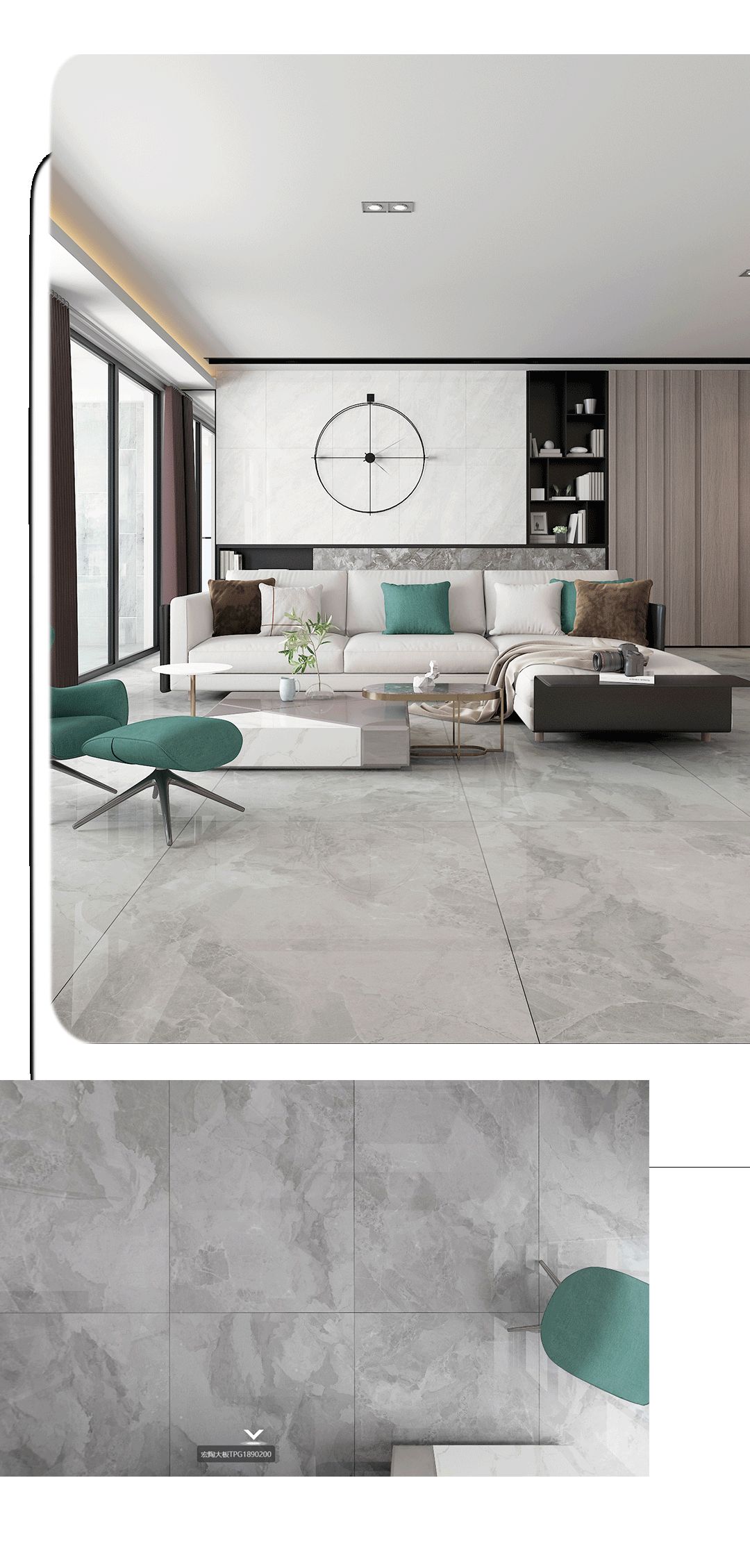 太阳城官网900x1800mm陶瓷大板鱼肚白装修效果图