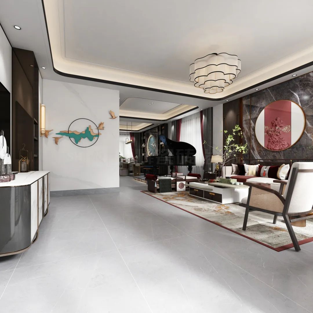 太阳城官网地砖细腻潮韵客厅装修效果图