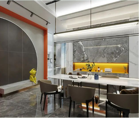 太阳城官网地砖现代简约风餐厅装修效果图