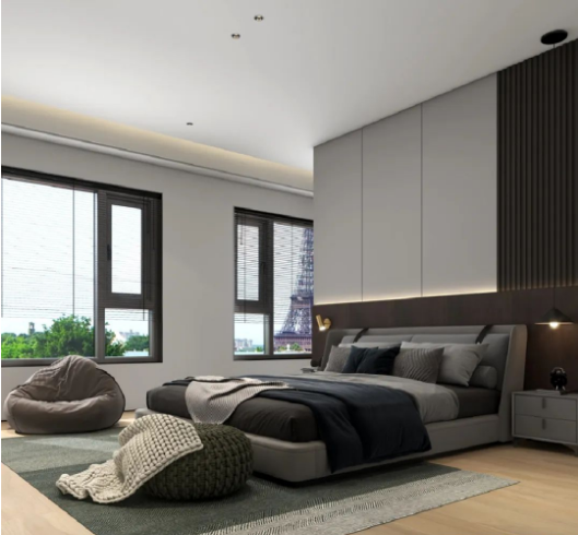 太阳城官网质感砖卧室效果图