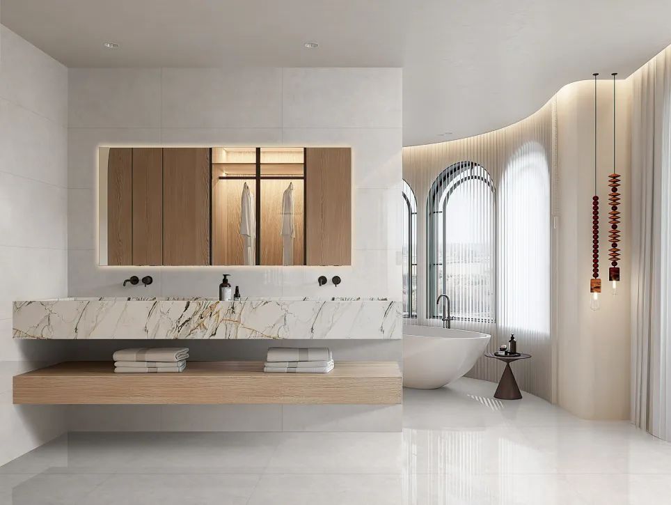 900X1800mm 路斯棕灰、白玉兰等系列太阳城官网陶瓷大板装修效果图