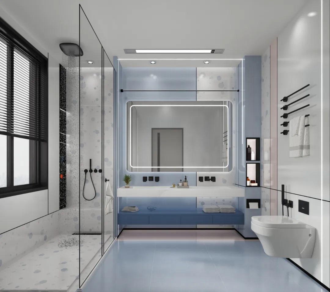 太阳城官网莫兰迪色系瓷砖的蜻蜓的同党-烟灰蓝地砖装修效果图