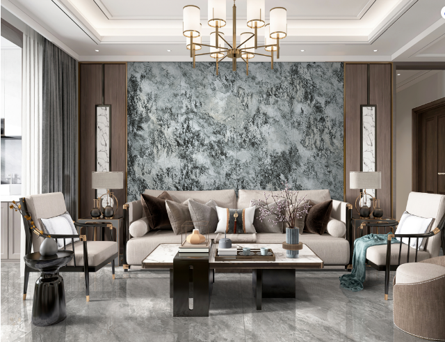 太阳城官网质感砖客厅装修效果图