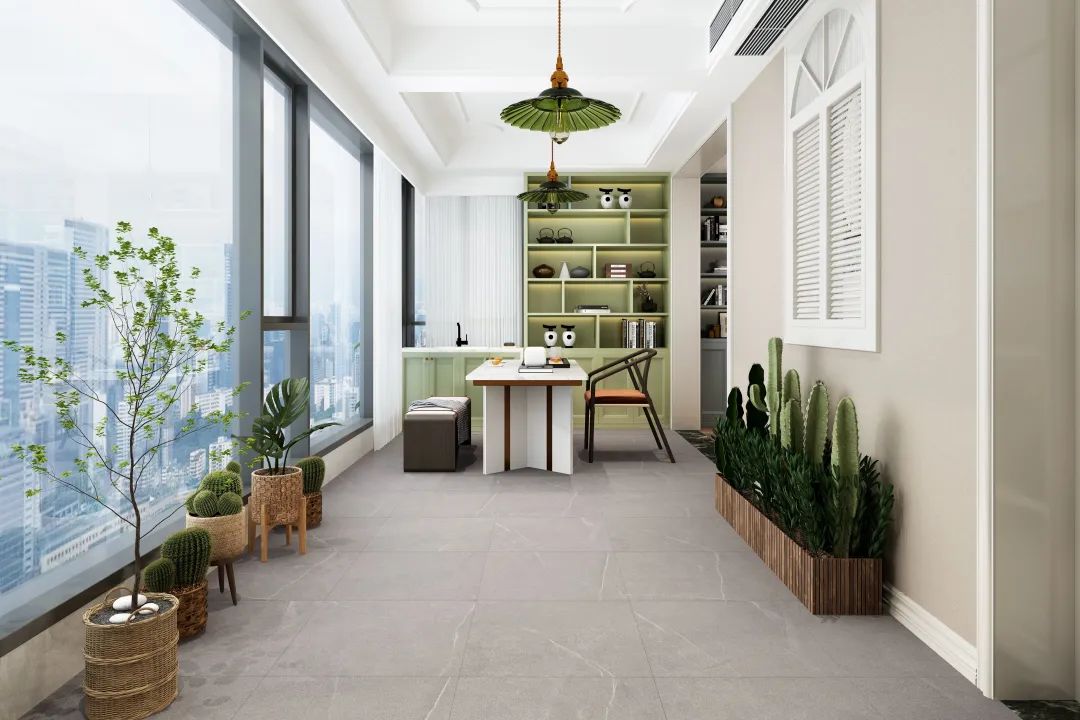 太阳城官网地砖阳台改书房装修效果图